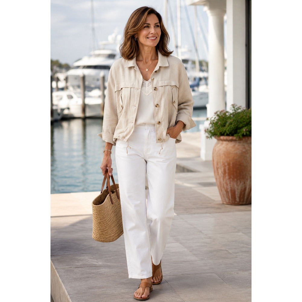 Kylie Paige Quiet Luxury Linen Blend Women Size L Old Money Minimalist